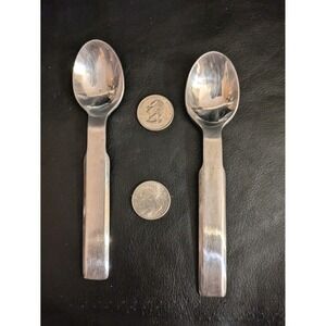 Lot Of 2 Stanley Roberts Oblique Teaspoon 6 In Korea Stainless MCM